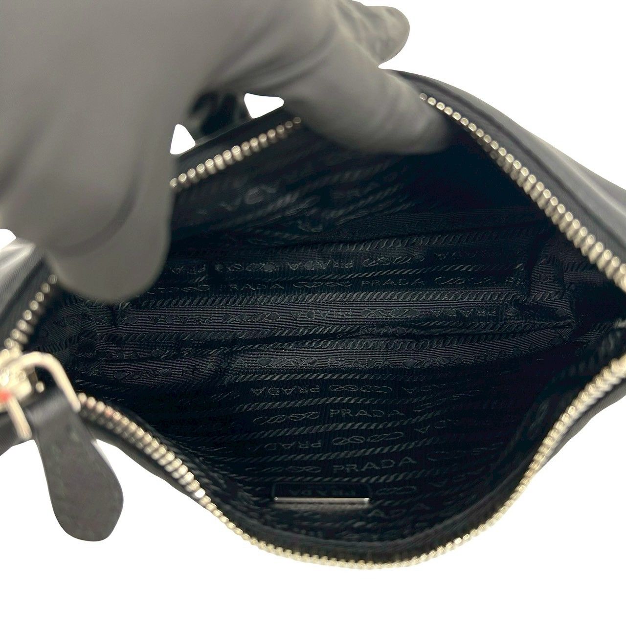 Prada Re Edition Re-Nylon Saffiano Leather Shoulder Bag Semi Black — view 9