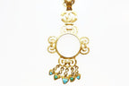 Chanel Long Necklace Pendant with Loupe Turquoise CC Logo Gold — view 3