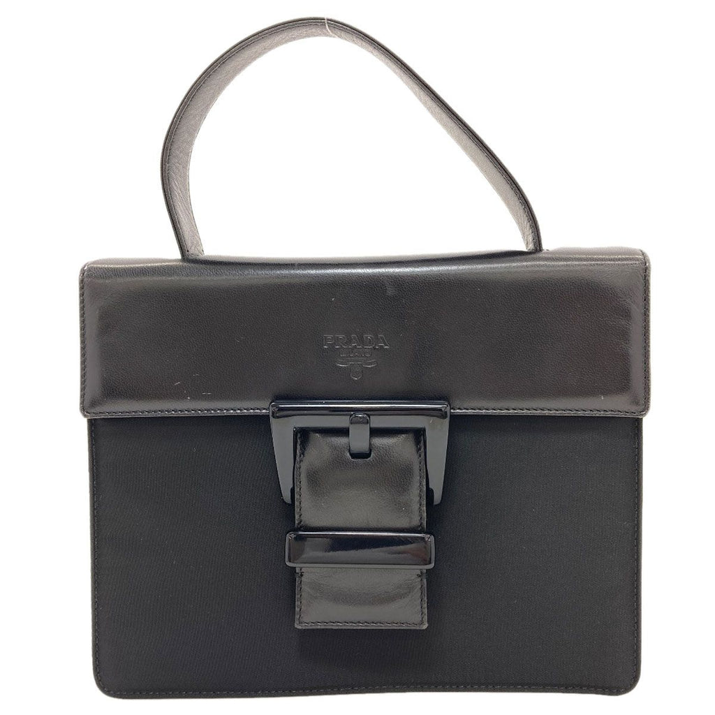Prada Belt Motif Handbag Nylon Leather