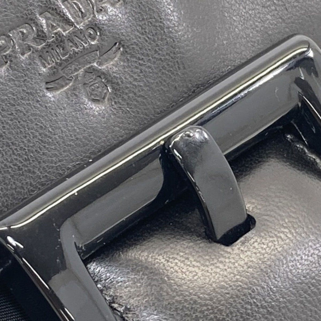 Prada Belt Motif Handbag Nylon Leather — view 9