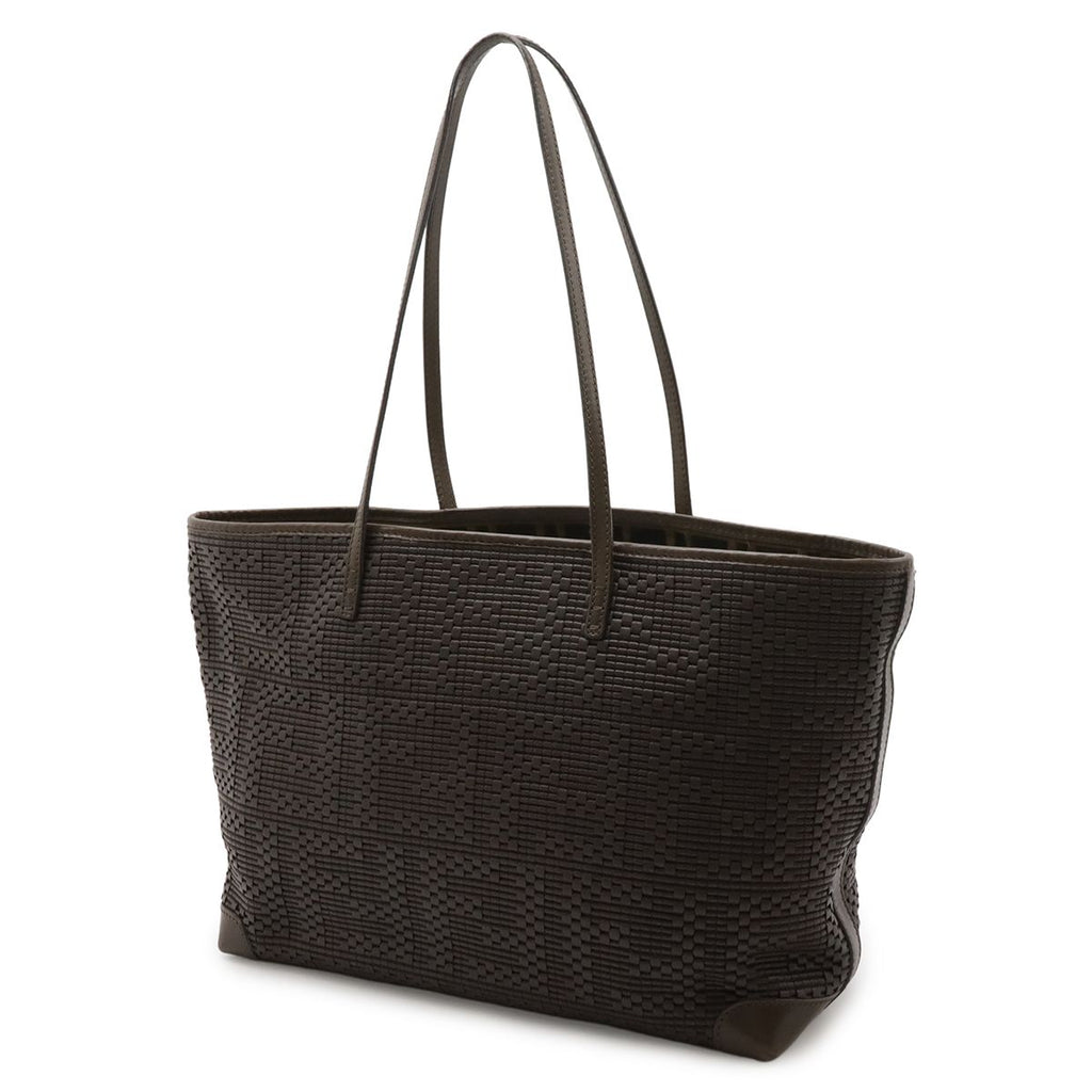 Fendi Zucca Pattern Braided Tote Shoulder Leather Dark Brown — view 2