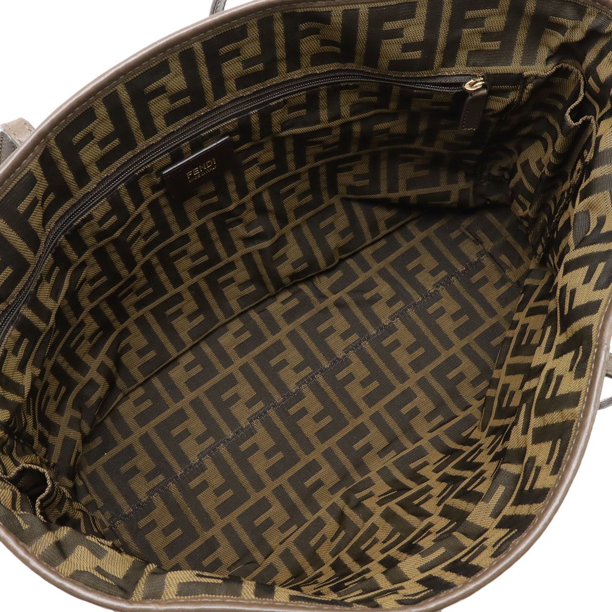 Fendi Zucca Pattern Braided Tote Shoulder Leather Dark Brown — view 6