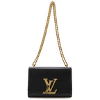 Louis Vuitton Pochette e MM Chain Shoulder Bag Crossbody Leather Noir Black