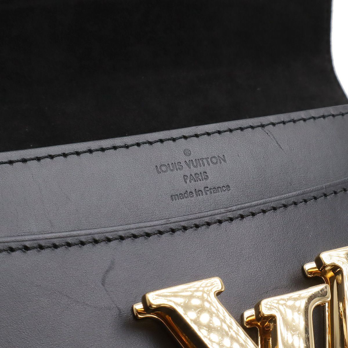 Louis Vuitton Pochette e MM Chain Shoulder Bag Crossbody Leather Noir Black — view 8