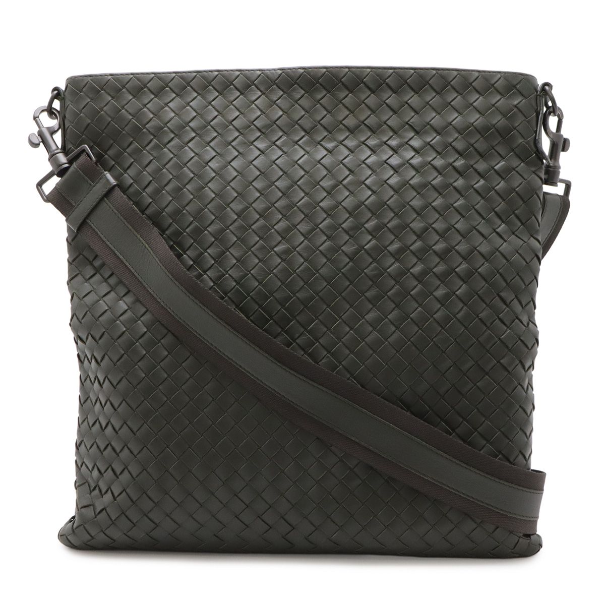 Bottega Veneta Intrecciato Shoulder Bag Crossbody Leather Dark Brown
