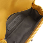 Chanel Quilted CC Logo Chain Shoulder Bag Pochette Velvet Leather Yellow Silver — view 6