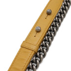 Chanel Quilted CC Logo Chain Shoulder Bag Pochette Velvet Leather Yellow Silver — view 5