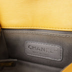 Chanel Quilted CC Logo Chain Shoulder Bag Pochette Velvet Leather Yellow Silver — view 8