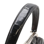 Chanel Quilted CC Logo Handbag One Handle Kiss Lock Enamel Black Silver — view 6