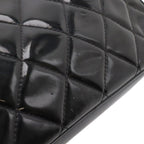 Chanel Quilted CC Logo Handbag One Handle Kiss Lock Enamel Black Silver — view 5