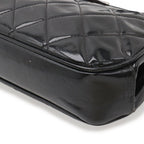Chanel Quilted CC Logo Handbag One Handle Kiss Lock Enamel Black Silver — view 3