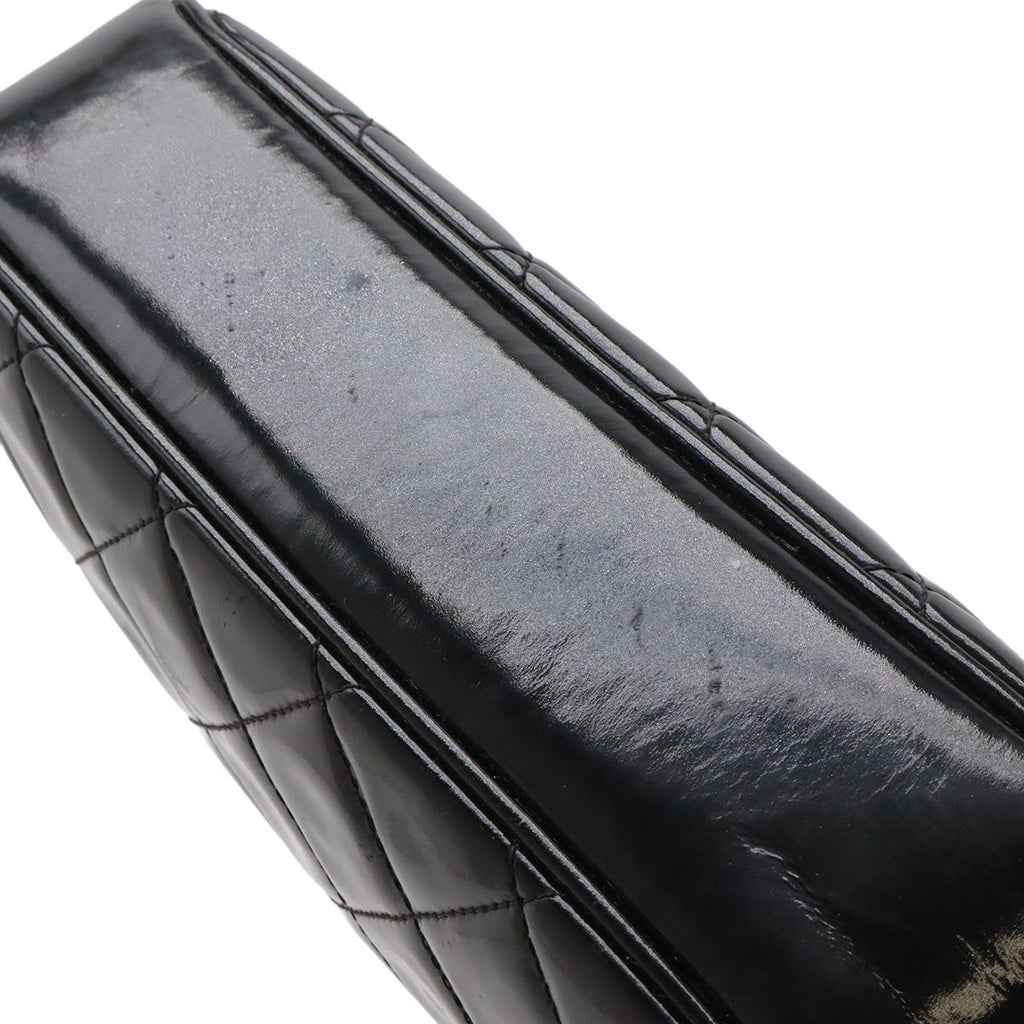 Chanel Quilted CC Logo Handbag One Handle Kiss Lock Enamel Black Silver — view 4