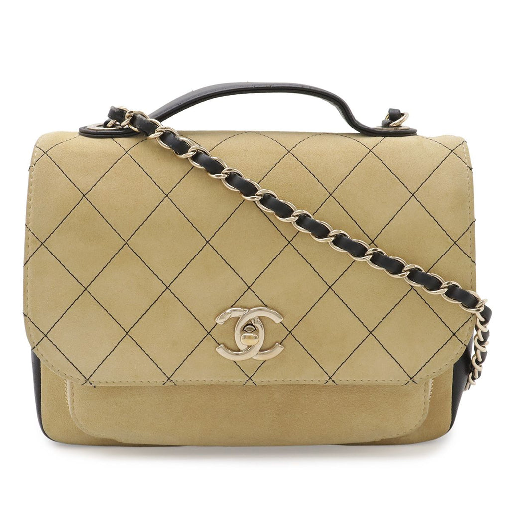 Chanel Business Affinity Small Mini Flap Bag Handbag 2-Way Chain Shoulder Suede