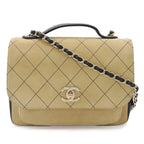 Chanel Business Affinity Small Mini Flap Bag Handbag 2-Way Chain Shoulder Suede