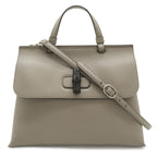 Gucci Bamboo Daily Top Handle 2-Way Shoulder Bag Leather Gray Silver