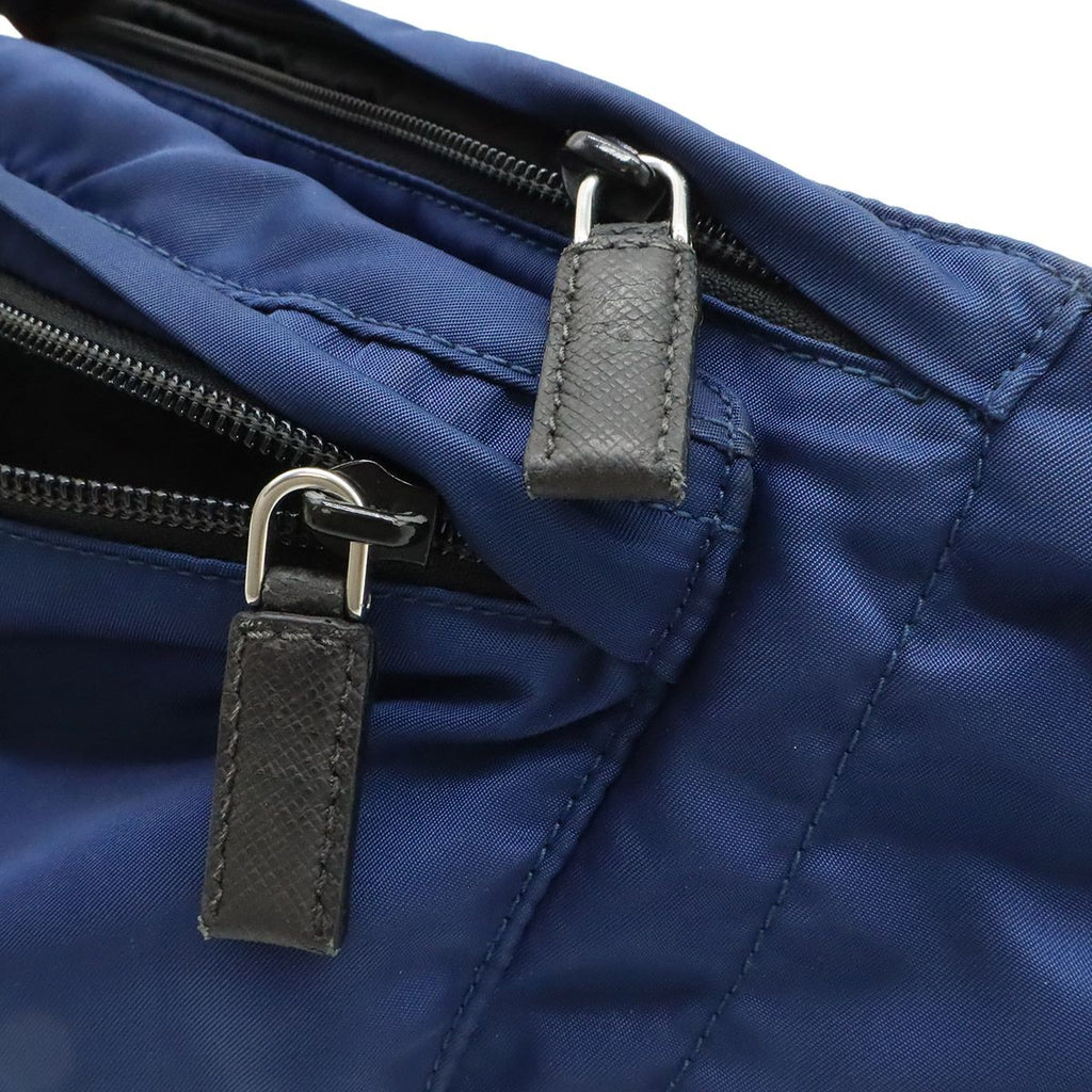 Prada Triangle Logo Belt Bag Waist Pouch Hip Nylon Blue Black Silver — view 7