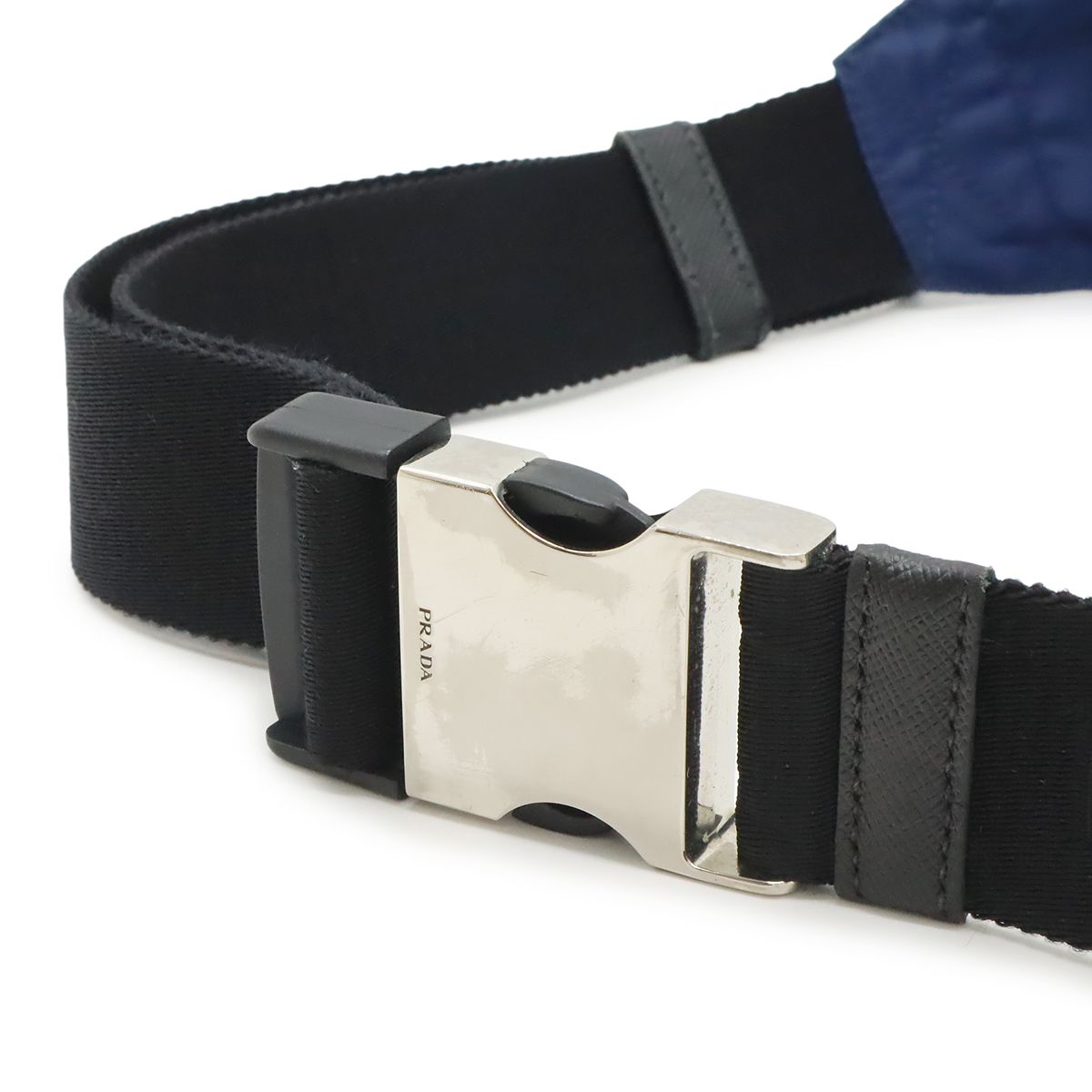 Prada Triangle Logo Belt Bag Waist Pouch Hip Nylon Blue Black Silver — view 4