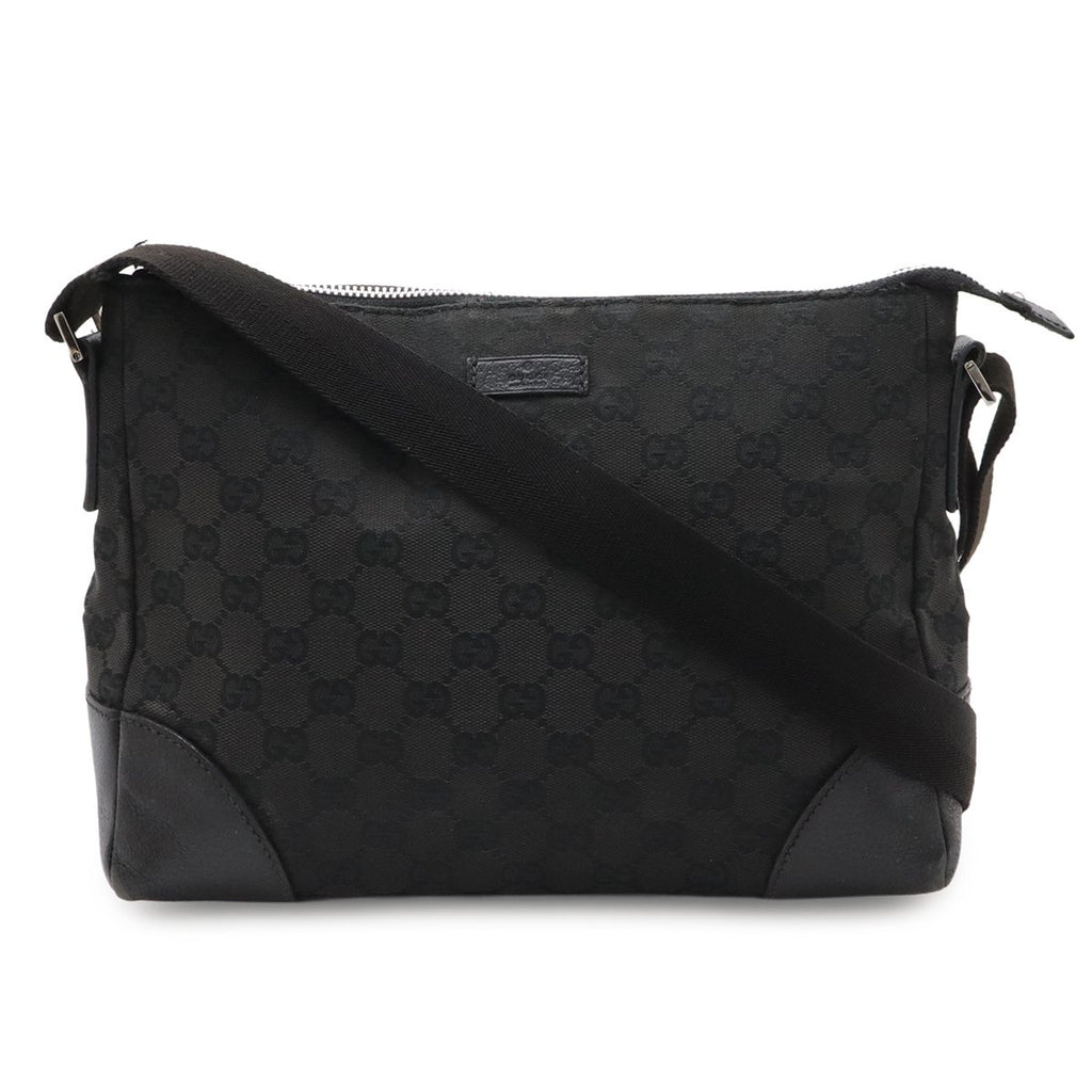Gucci GG Canvas Shoulder Bag Crossbody Leather Black