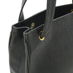 Chanel CC Logo Tote Shoulder Bag Caviar Leather Black Gold — view 4