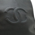 Chanel CC Logo Tote Shoulder Bag Caviar Leather Black Gold — view 9