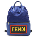 Fendi Logo Face Drawstring Backpack Nylon Leather Navy Blue Multicolor