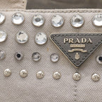 Prada Canapa Bijou Tote 2-Way Shoulder Bag Denim Nube Light Gray Overseas — view 5