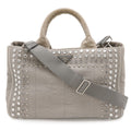 Prada Canapa Bijou Tote 2-Way Shoulder Bag Denim Nube Light Gray Overseas