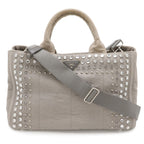 Prada Canapa Bijou Tote 2-Way Shoulder Bag Denim Nube Light Gray Overseas
