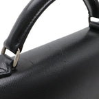 Hermes Terrill Business Briefcase Document Purse Leather Black Silver — view 5