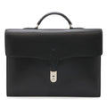 Hermes Terrill Business Briefcase Document Purse Leather Black Silver