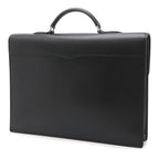 Hermes Terrill Business Briefcase Document Purse Leather Black Silver — view 2