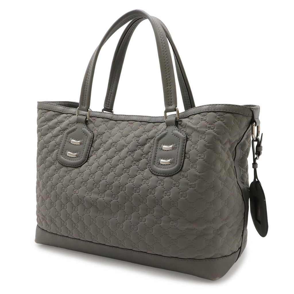 Gucci GG Neoprene Tote Shoulder Bag Nylon Leather Light Gray — view 2