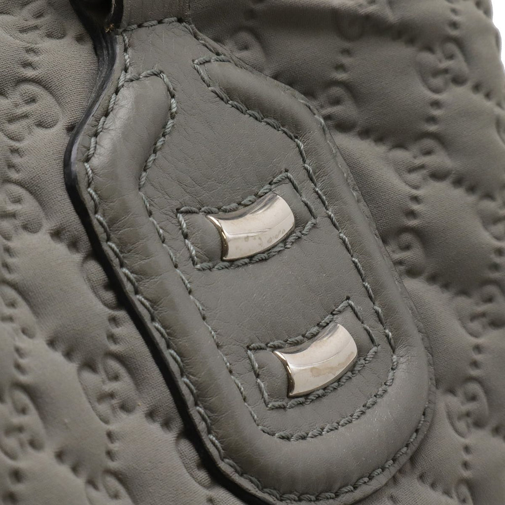 Gucci GG Neoprene Tote Shoulder Bag Nylon Leather Light Gray — view 5