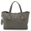 Gucci GG Neoprene Tote Shoulder Bag Nylon Leather Light Gray