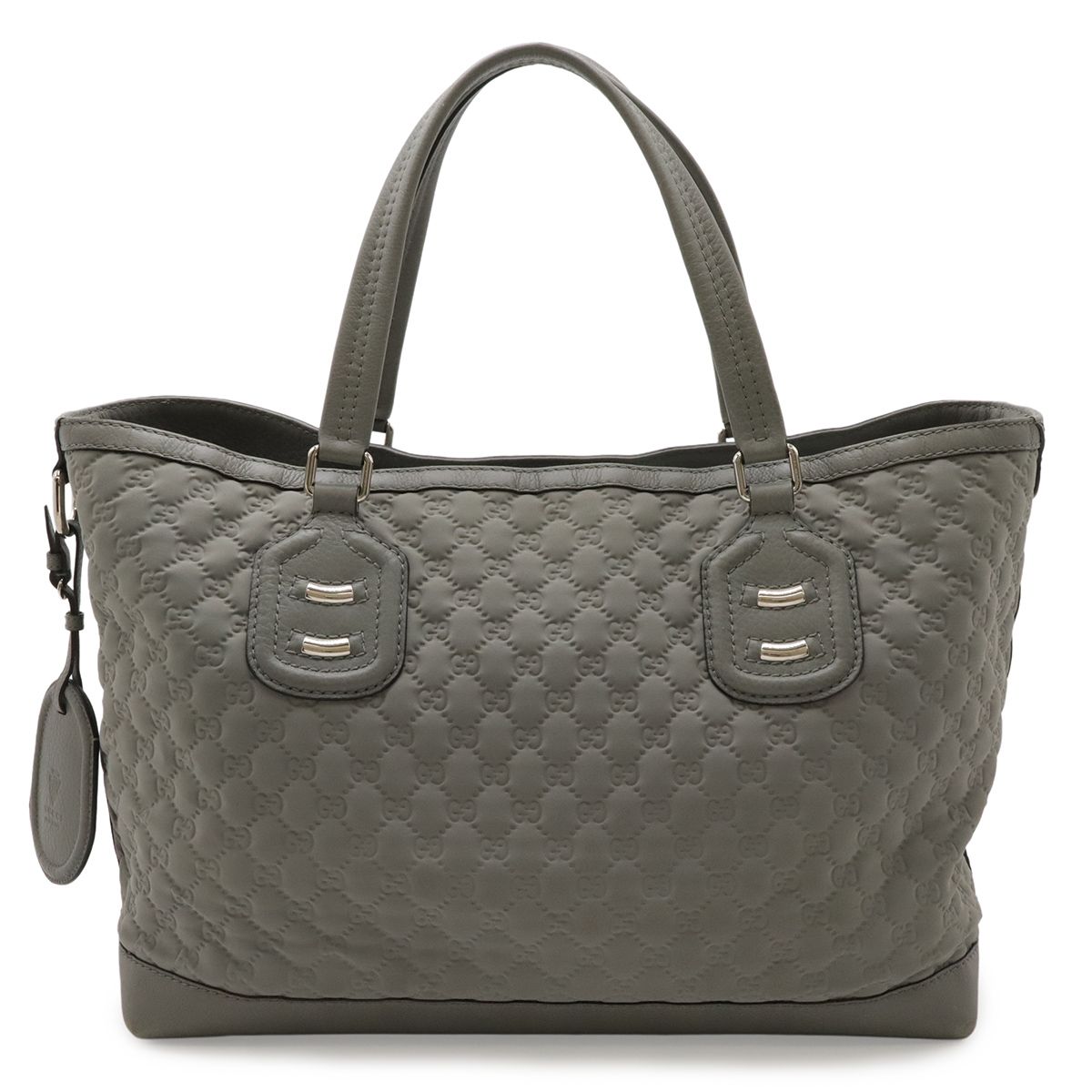 Gucci GG Neoprene Tote Shoulder Bag Nylon Leather Light Gray