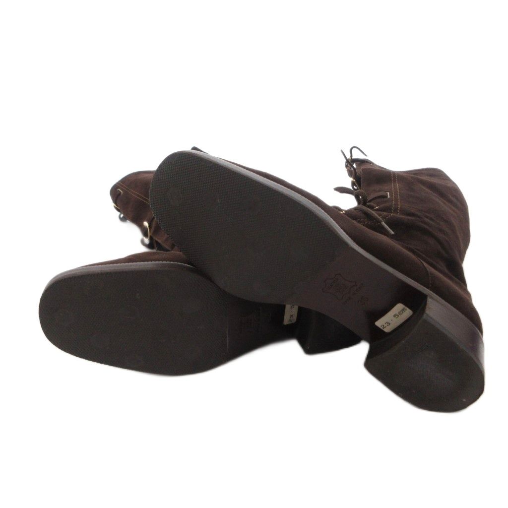 Fendi Long Boots Suede Lace Up 36 Brown — view 6