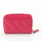 Chanel Caviar Leather CC Logo Zip Around Card Case Coin Pink — view 2
