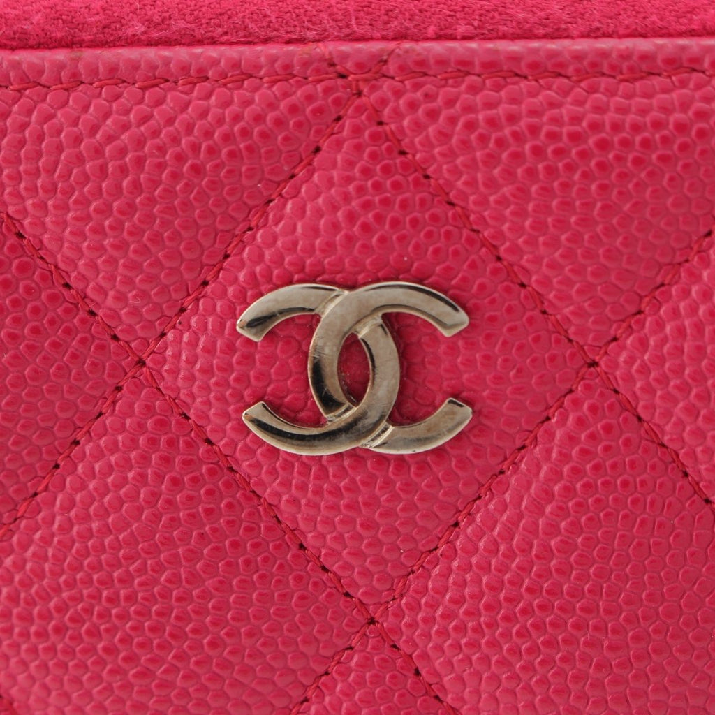 Chanel Caviar Leather CC Logo Zip Around Card Case Coin Pink — view 6