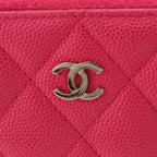 Chanel Caviar Leather CC Logo Zip Around Card Case Coin Pink — view 6