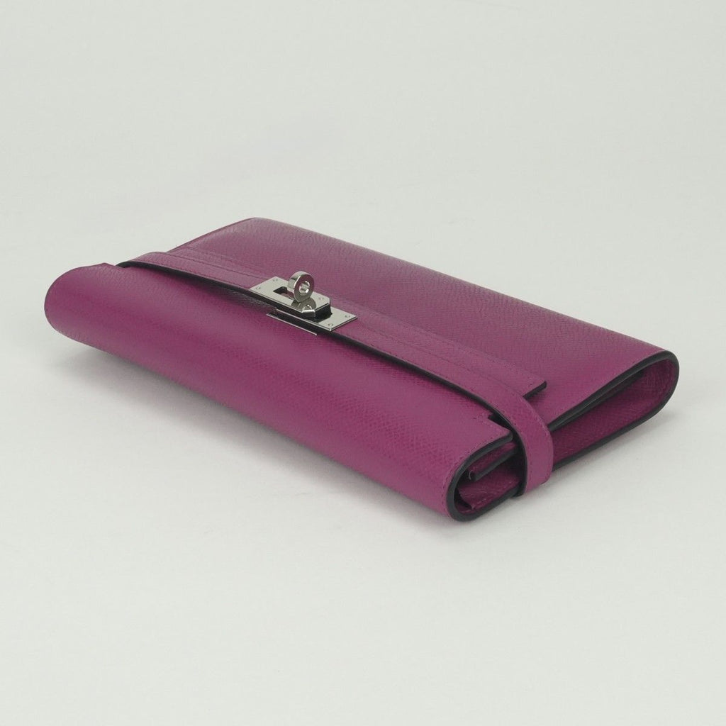 Hermes Kelly Wallet Epsom Rosepurple Pink Purple Silver — view 4