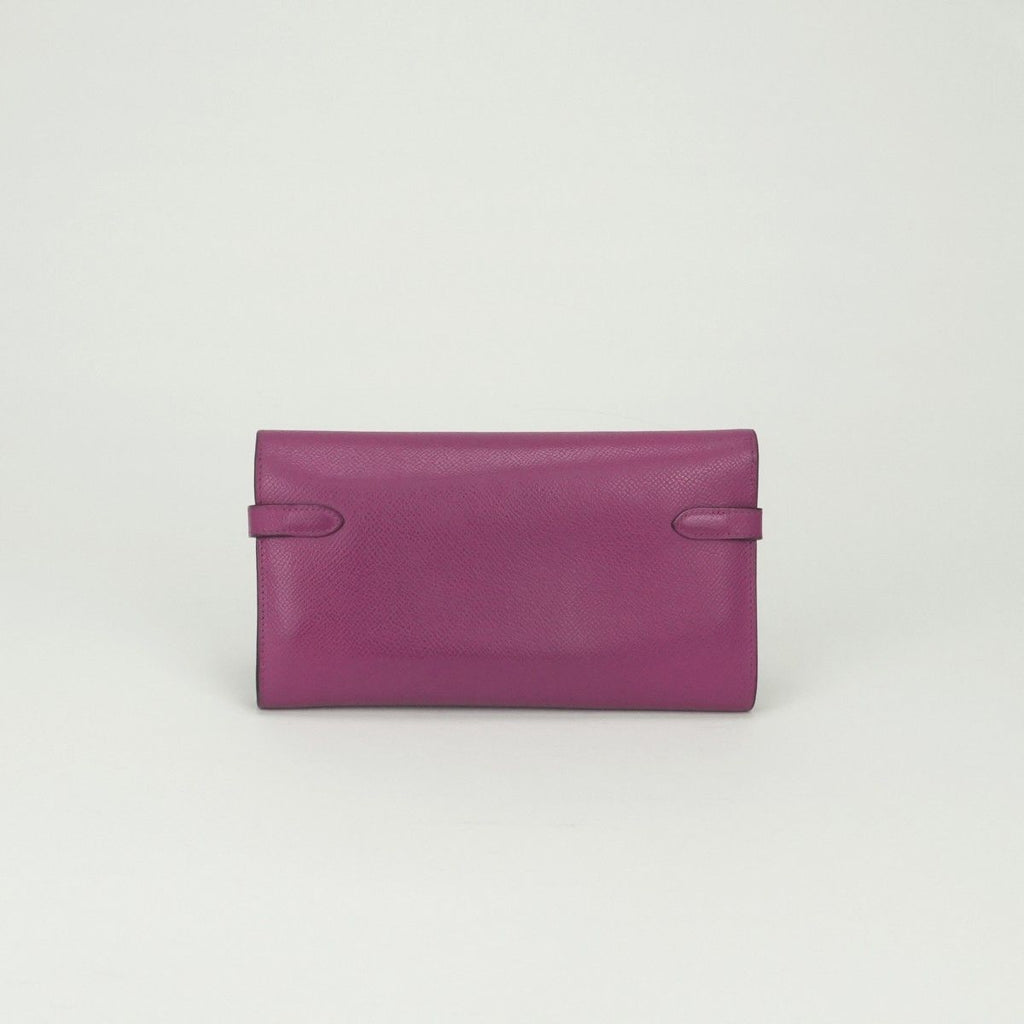 Hermes Kelly Wallet Epsom Rosepurple Pink Purple Silver — view 2