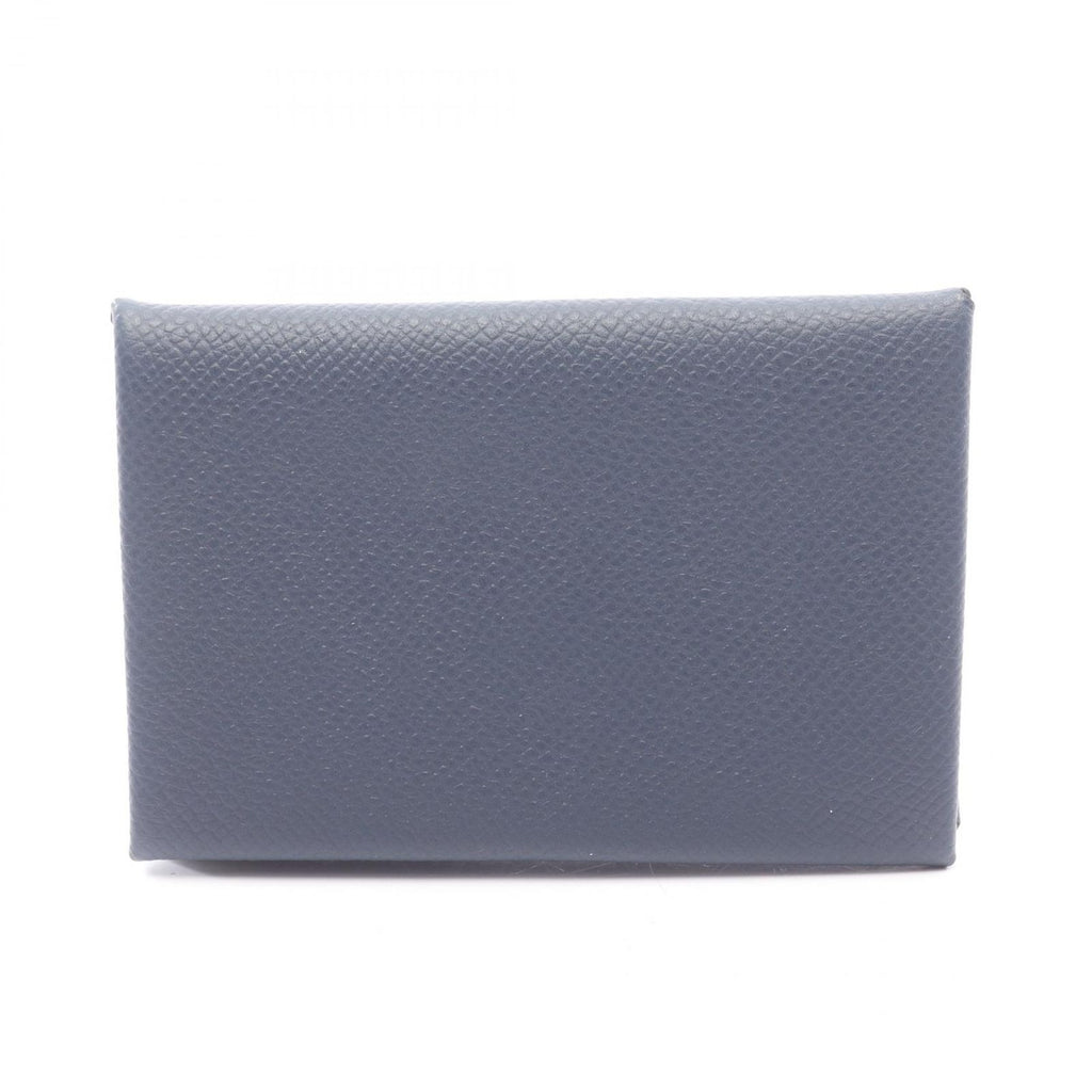 Hermes Coin Case Calvi Blue Nuit Leather