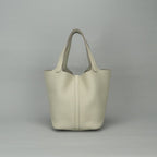 Hermes Picotin Lock MM 22 Tote Taurillon Clemence Cles Craie White Silver — view 3