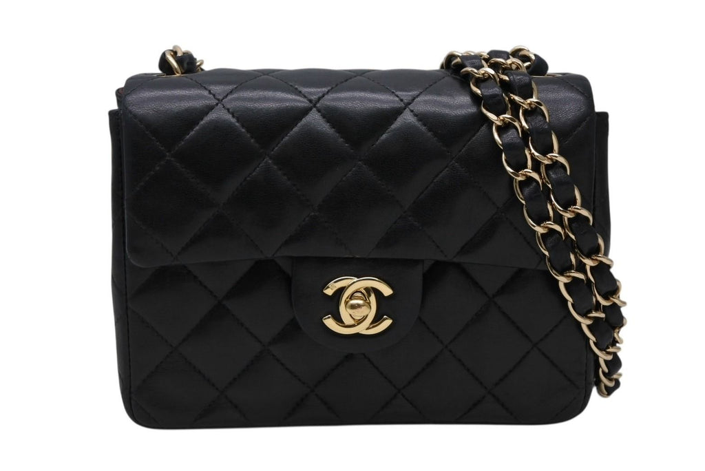 Chanel Mini Quilted 17 S Flap S Chain Shoulder Bag CC Logo Lambskin Black