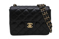 Chanel Mini Quilted 17 S Flap S Chain Shoulder Bag CC Logo Lambskin Black