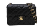 Chanel Mini Quilted 17 S Flap S Chain Shoulder Bag CC Logo Lambskin Black