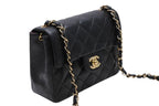 Chanel Mini Quilted 17 S Flap S Chain Shoulder Bag CC Logo Lambskin Black — view 3