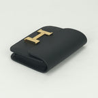 Hermes Constance Slim Wallet Bifold Mini Epsom Noir Black Gold Veau — view 3