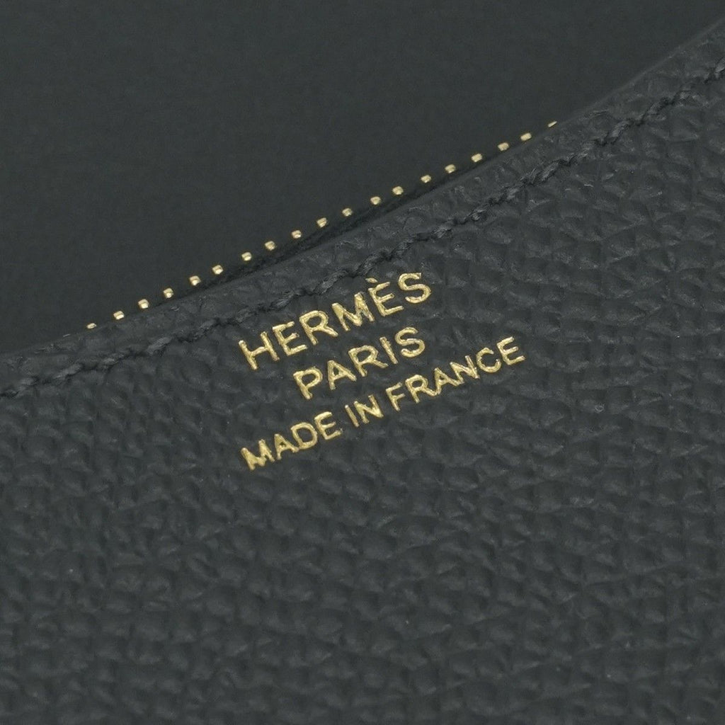 Hermes Constance Slim Wallet Bifold Mini Epsom Noir Black Gold Veau — view 9