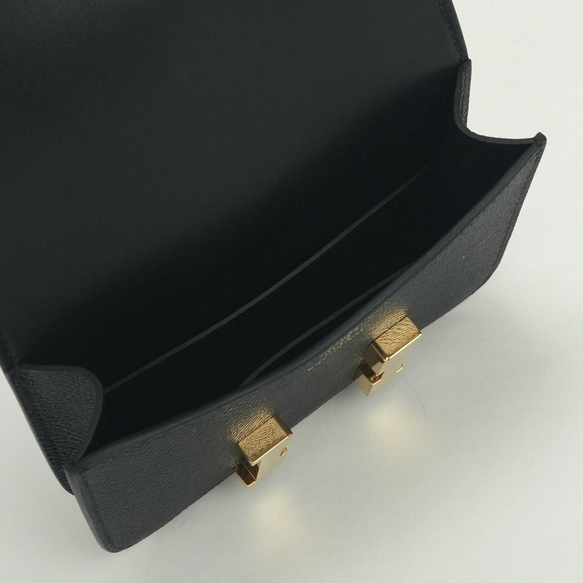 Hermes Constance Slim Wallet Bifold Mini Epsom Noir Black Gold Veau — view 6